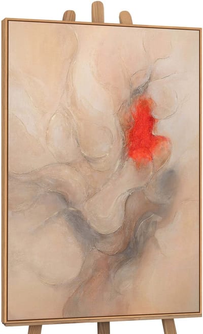 Canvas schilderij handgeschilderd echo of flame abstract – YS-Art Gallery – Luxe wanddecoratie voor woonkamer – Modern schilderij voor slaapkamer en hal
