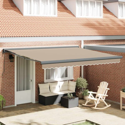 vidaXL - Uitschuifbare - luifel - Beige - 400 - × - 300 - cm - Stof - en - Metaal