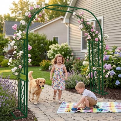 Rozenboog - Klimplantenrek - Tuin Decoratie - Met Zijrasters - 140x230x40cm - Zwart