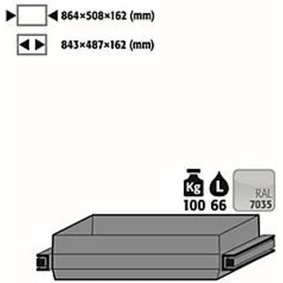 Zwaar uittrekbaar plateau voor asecos veiligheidskasten van de series Q30, Q90 en S90, plaatstaal, lichtgrijs, B 864 x D 508 x H 162 mm, 66 l, tot 100 kg