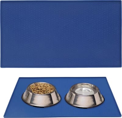 Placemat L voor Voerbak | Honden en Katten | siliconen placemat | 30x45CM Blauw Hondenplacemat