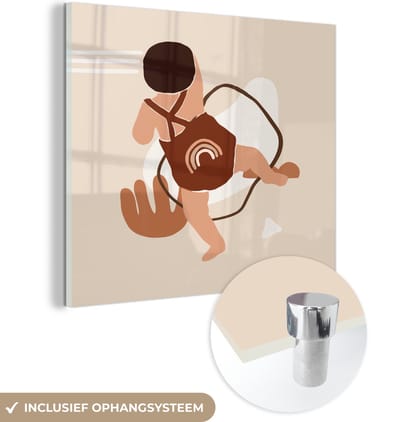 MuchoWow® Glasschilderij 90x90 cm - Schilderij acrylglas - Baby - Kinderen - Abstract - Pastel - Foto op glas - Schilderijen