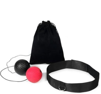 Scoby - Box Reflex Bal - Hoofd Boxbal - Punch Trainer - Speed Ball - Kickboks Workout - Met 2 Ballen - Zwart/Rood