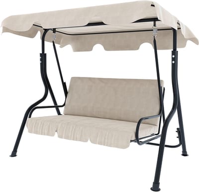 Schommelbank 3-zits - Buitenbank - Ontspannen in de tuin - Verstelbaar zonnedak - 170 x 110 x 153 cm - Beige