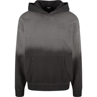 Urban Classics Sun Bleached Hoody Trui met capuchon zwart-grijs M - Katoen - Basics