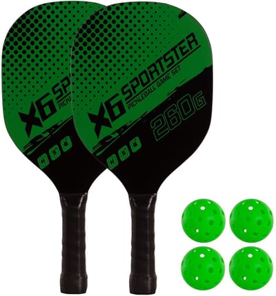Set Van 2 Houten Pickleball Peddels Met 4 Ballen Verde ÚNICA