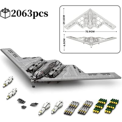 2063 stuks B2 Stealth Bomber Bouwstenen MOC Kit Militair Vliegtuig Model Kerst Verjaardag Cadeau Speelgoed gray