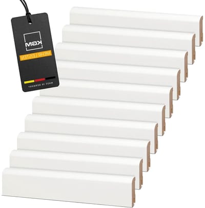 Plinten Massief Grenenhout - Vloerplinten - Afwerking Vloer - Met Kabelkanaal - 2400x18x58mm - Wit Gelakt
