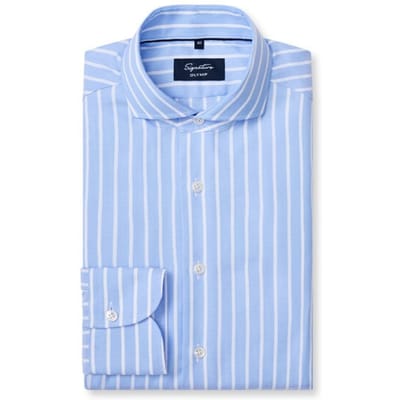 OLYMP Signature Overhemd, Tailored Fit, Signature Cutaway, Bleu
