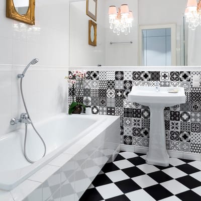 Zelfklevende tegelmuurstickers voor keuken en badkamer - 24 Nina Azulejos tegelstickers - 24 stickers 10x10cm