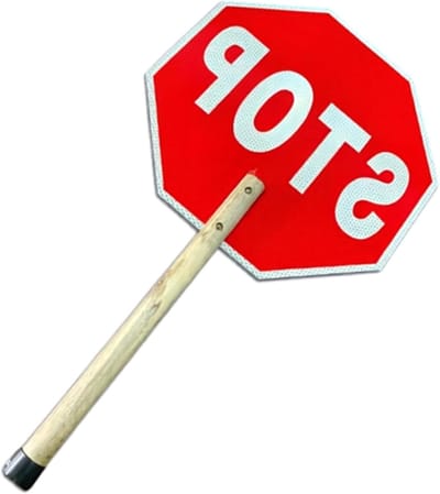 Stopbord met handvat - Verkeersbord - Veiligheid Verkeer - Dubbelzijdig bericht - 33 cm - Rood