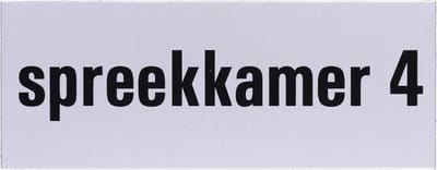 Aluminium deurbordje tekst: spreekkamer 4 | 5 jaar garantie | Zelfklevend | 130x50x0,5 mm