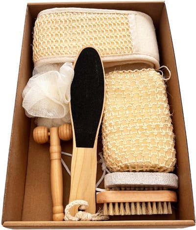 7-delige Complete SPA Badverzorgingsset - 1 geschenkset met natuurlijke materialen