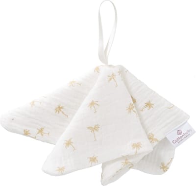 Cottonbaby Cottonsoft Speendoekje – palmboompjes wit/goud – Zacht, Wasbaar & Duurzaam – Geschikt voor Speen – 20x20 cm