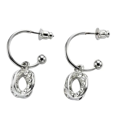 Behave - Oorsteker Cirkelvormig Hangertje met Steentjes - 3 cm