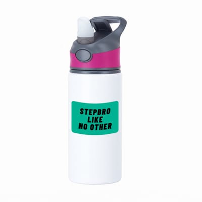 Hacebo® - stepbro like no other waterfles met rietje roze - Broer - geweldige stiefbroer - niemand anders - verjaardag - cadeau - kado - bedankje - geschenk - water fles - 650ML