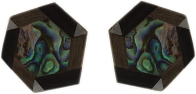 Behave - Oorbellen bruin blauw groen schelp hout - 2,8 cm