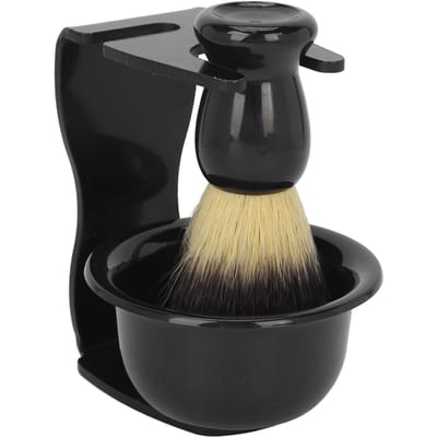 Heren Baard Schuimende Borstel Set Zeepkom Borstelrek Nylon Haar Baard Verzorgingsborstel Kit black