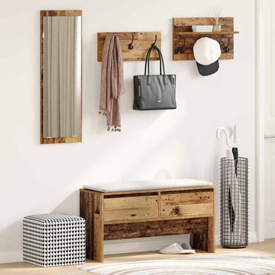 vidaXL - Halmeubelset - 4 - st - Oudhout - 90 - x - 31 - x - 46,5 - cm - Bewerkt - hout