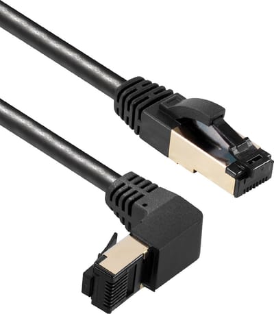 S/FTP CAT8.1 40 Gigabit netwerkkabel haaks naar beneden / recht / zwart - LSZH - 0,50 meter