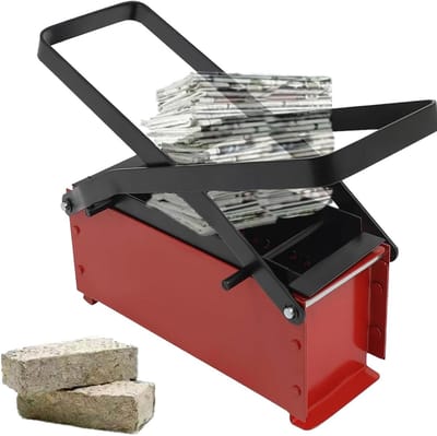 Papieren baksteenmaker - Afvalpers gereedschap - Oud papier hergebruiken - Efficiënte luchtcirculatie - 33 x 15 x 13 cm - Zwart