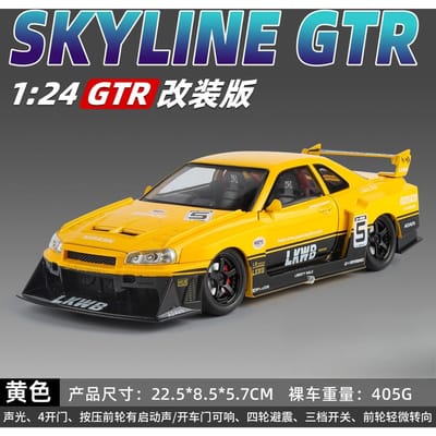 1:24 Skyline Gtr Gemodificeerde Superauto Legering Metaal Diecast Auto Model Geluid & Licht Collectie Van Hobby Model Trendy Ornament Cadeau