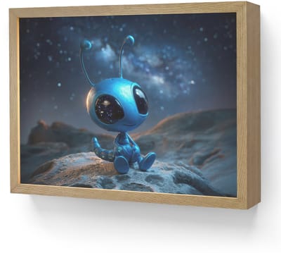 Nachtlampje 40x30 cm - Kinder lamp - Ruimtewezen - Blauw - Galaxy - Tafellamp kinderkamer draadloos - Slaapkamer lampje - Bedlamp kinderen - Kinderlampje - Wandlamp babykamer - Nachtlampjes