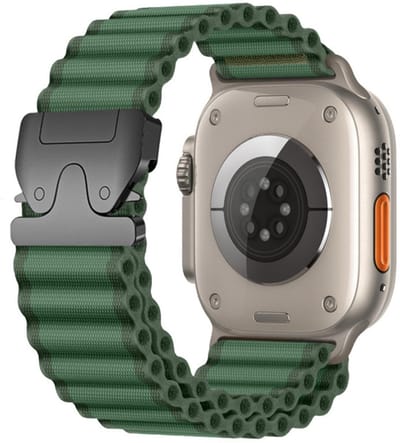 Nylon bandje - geschikt voor Apple Watch 1/2/3/4/5/6/7/8/9/SE (2) met maat 38 mm / 40 mm / 41 mm en Watch 10 (42 mm) - ocean stijl met parachute gesp - groen
