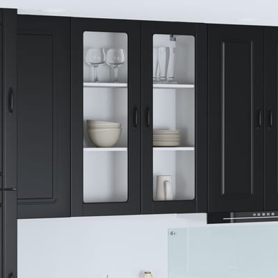 vidaXL - Vaatwasserpaneel - Kalmar - Zwart - 80 - x - 31 - x - 100 - cm - Bewerkt - hout