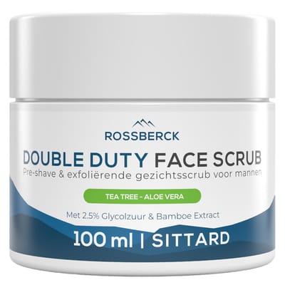 Rossberck Gezichtsscrub Mannen - Pre-shave & Face Scrub - Reinigingsscrubs - Glycolzuur - Aloe Vera - Gezichtsverzorging - 100 ml