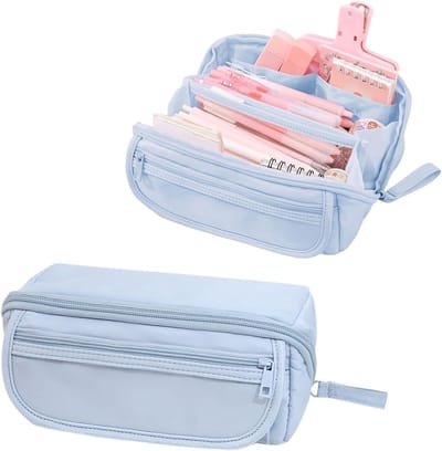Meisjes etui - Jongens etui - Etui voor school - Etui met grote capaciteit - met 9 opbergvakken - Multifunctionele etui - voor jongens en meisjes - Mooie etui - voor kinderen, tieners, studenten, vrouwen, mannen (blauw)