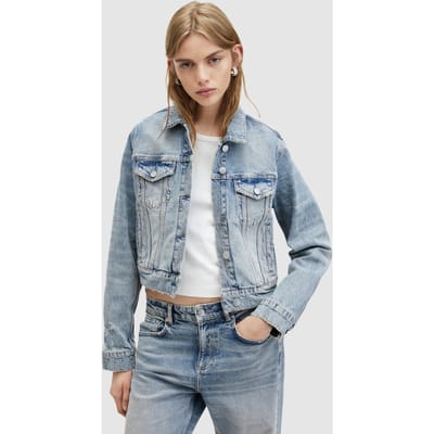 AllSaints Juno Denim Jacket Vintage Indigo Maat: 8 | Spijkerjassen Outlet | Dames | Blauw
