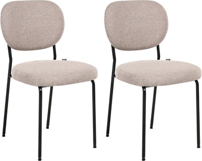LOLETA - Eetkamerstoel set van 2 - Lichtbruin - Polyester
