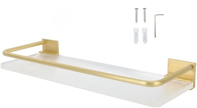 Dailygoods- Badkameropbergrek Wandgemonteerd - 30 Cm Plank - Space Aluminium - Ruimtebesparend - Multifunctioneel - Eenvoudig te Onderhouden - Wandrek
