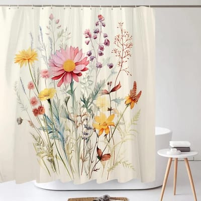 Paardenbloem Natuurlijke Bloemen Douchegordijnen Waterdicht Badkamergordijn Badgordijn Hoge Kwaliteit Met Haken Douchegordijn W90xH180cm