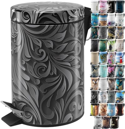 Cosmetica Emmer - Prullenbak Badkamer - Afval Beheren - Soft Close Mechanisme - 3 Liter - Bloemenprint