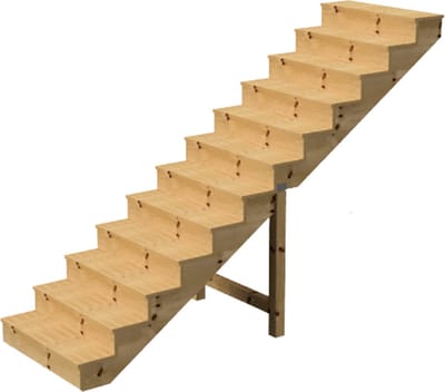 BERLIN Houten Buitentrap - 12 Gesloten Treden 207 cm Hoog - 100 cm Breed