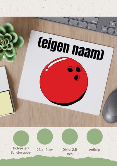 Akyol - bowlingbal met eigen naam Muismat - Bowlen - ieman die graag bowlt - sport bal - wedstrijdsport - cadeau - verjaardag - kado - 23 bij 19 cm