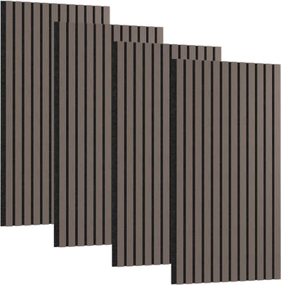 ACXIN Akoestische Wandpanelen Set 4 Stuks - Houten Wandbekleding van Echt Hout Fineer - 3D Lamellen Akoestische Panelen - 120x60 cm Geluidsabsorberend Wandpaneel - Voor Woonkamer Kantoor Studio - Walnoot