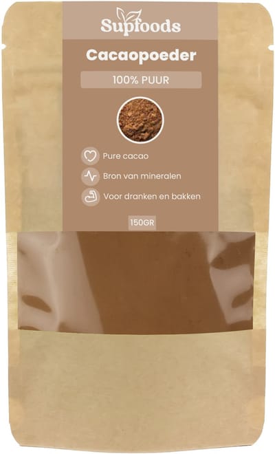 Cacao Poeder 100% Puur - 150g - Cacao Ongezoet - Voor Smoothies, Chocolademelk en Bakken