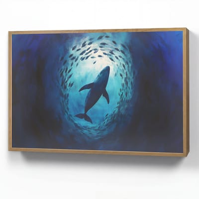 Wandlamp 90x60 cm - Oplaadbaar - Walvis - Vissen - Donkerblauw - Wandlampen binnen woonkamer - Slaapkamer lamp - Decoratieve nachtlamp - Vloerlamp draadloos