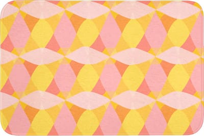 Badmat 90x60 cm - Antislip - Kleurrijk - Ruitpatroon - Bladvormen - Badmatten voor badkamer - Badkamermat - Douchemat - Badkamer mat