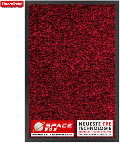 Floordirekt Vuilvangmat Space 205 - Rood 60 x 90 cm - Antislipmat met Innovatieve TPE-Technologie in de Rand & Achterkant - Ideaal voor Entrees, Gangen & Voordeuren