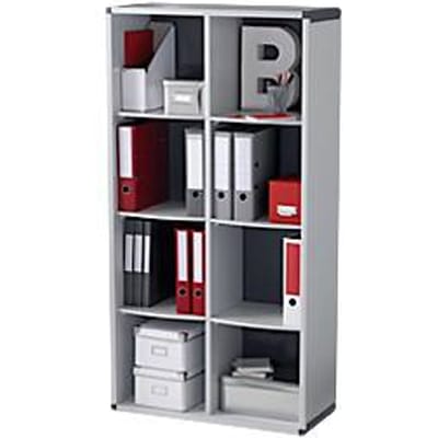 Boekenkast, polystyreen, 8 vakken, B 790 x D 330 x H 1548 mm, antraciet