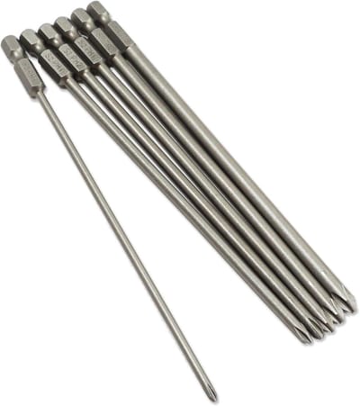 lang, bitset lang 6 stuks, magnetische extra lange bits uit S2-staal, 150 mm voor elektrische handmatige schroevendraaiers en boormachines, met 1/4 inch zeskantschacht