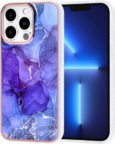 UNIQ Accessory Paars Print Back Cover Telefoonhoesje voor Apple iPhone 13 Pro - TPU Bescherming tegen Stoten & Krasjes.