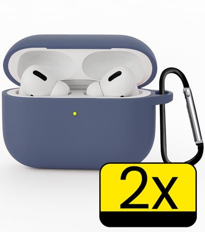 Hoesje Geschikt voor Apple Airpods Pro 3 - Siliconen Hoes met Clip - Silicone Case Cover - Grijsblauw