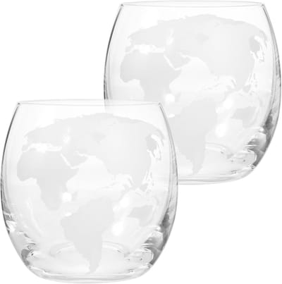 Set van 2 Unieke Whiskey Glazen met Wereldkaart - Ideaal voor Rum, Cocktails en Wijn - Perfect voor Thuisbar en Cadeaus