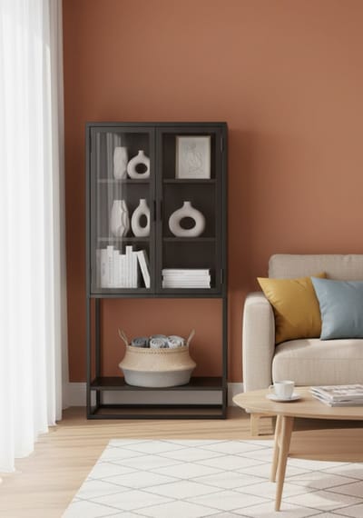 Opbergkast 70x35x150 cm - Zwart - Medahomestore