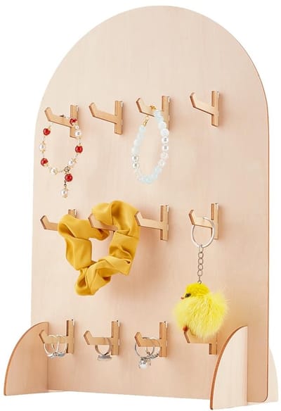 BRENZOOS- Sieradenstand Houten Boogvorm - Armband Houder - Sieradenrek - 12 Haken - 15 x 15 x 40,5 cm - Eenvoudige Installatie - Sieradenhouder